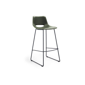 Kave Home Kave Home Eetkamerstoel Zahara, Kruk zahara groen synthetisch leer hoogte 76 cm