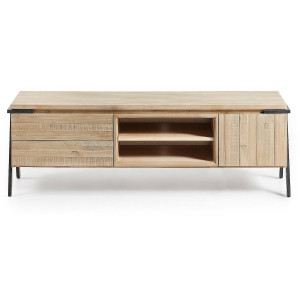 Kave Home Kave Home Dressoir Thinh, Thinh tv-meubelm 1 deur en 2 laden van massief acaciahout en zwart staal, 165x53 cm (mtk0013)