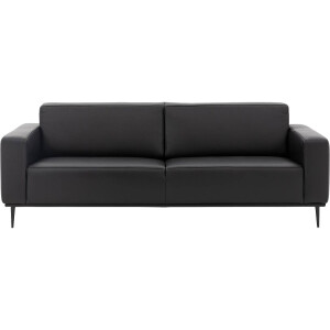 Goossens Excellent Bank Prato zwart, leer, 3-zits, modern design