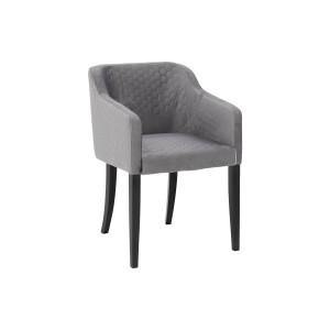 Goossens Eetkamerstoel Peda grijs stof met armleuning, elegant chic