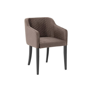 Goossens Eetkamerstoel Peda bruin stof met armleuning, elegant chic