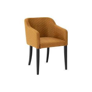 Goossens Eetkamerstoel Peda geel stof met armleuning, elegant chic