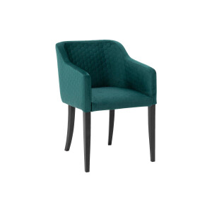 Goossens Eetkamerstoel Peda groen stof met armleuning, elegant chic