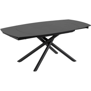 Kave Home Kave Home Eettafel Yodalia, Yodalia uitschuifbare glazen tafel met zwarte stalen poten 130 (190) x 100 cm (mtk0170)