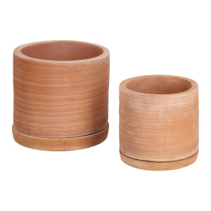 Kave Home Kave Home Woon Accessoires Karlina, Karlina Set Van 2 Potten Met Terracotta Plaat Ø 33 Cm / Ø 24 Cm