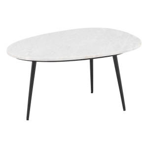 Goossens Salontafel Enzo ovaal, marmer wit, elegant chic, 70 x 35 x 50 cm