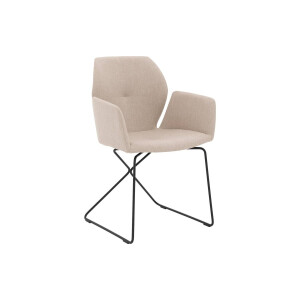 Goossens Excellent Eetkamerstoel Manzini wit stof met armleuning, modern design