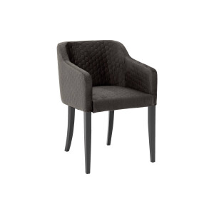 Goossens Eetkamerstoel Peda grijs stof met armleuning, elegant chic