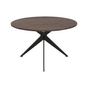 Goossens Excellent Salontafel Ferris rond, hout eiken donker bruin, elegant chic, 60 x 37 x 60 cm