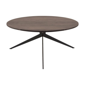 Goossens Excellent Salontafel Ferris rond, hout eiken donker bruin, elegant chic, 70 x 33 x 70 cm