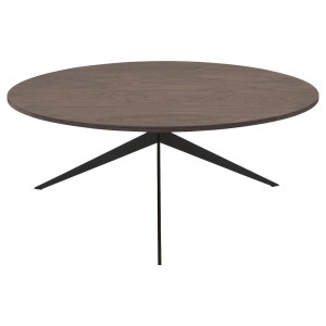 Goossens Excellent Salontafel Ferris rond, hout eiken donker bruin, elegant chic, 80 x 33 x 80 cm