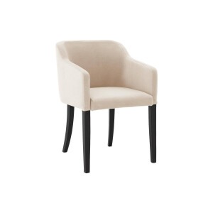 Goossens Eetkamerstoel Peda wit velvet stof met armleuning, elegant chic