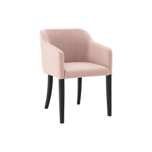 Goossens Eetkamerstoel Peda roze velvet stof met armleuning, elegant chic