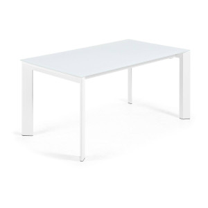 Kave Home Kave Home Axis, Axis uitschuifbare tafel porselein met vulcano roca afwerking en witte poten 140 (200) cm (mtk0116)