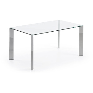 Kave Home Kave Home Eettafel Spot, Spot glazen tafel met stalen poten en chroom afwerking 162 x 92 cm