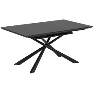 Kave Home Kave Home Eettafel Theone, Theone uitschuifbare glazen tafel met stalen poten en zwarte afwerking 160 (210) x 90 cm (mtk0170)