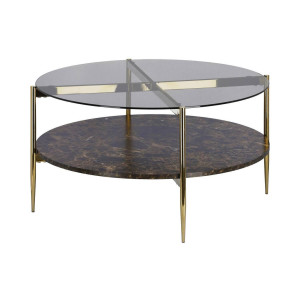 Kave Home Kave Home Salontafel Kamilah rond, glas grijs,, 84 x 43 x 84 cm