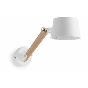 Kave Home Kave Home Muse, Muse wandlamp in beukenhout en staal met witte afwerking