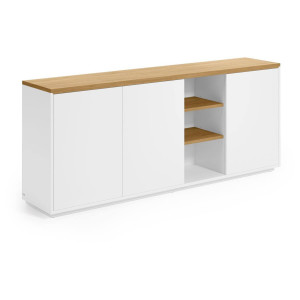 Kave Home Kave Home Nachtkastje Abilen, Abilen 3-deurs dressoir van eikenhoutfineer met witte lak, 180 x 75 cm fsc 100%