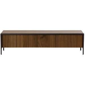 Kave Home Kave Home Dressoir Nadyria, Nadyria walnootfineer 3-deurs tv-meubel met zwarte afwerking staal, 180 x 50 cm (mtk0177)