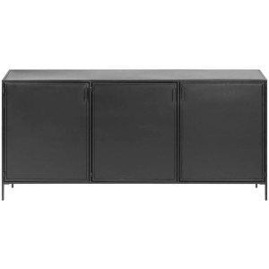 Kave Home Kave Home Nachtkastje Shantay, Shantay metalen dressoir in zwart gelakte afwerking met 3 deuren, 160 x 72 cm