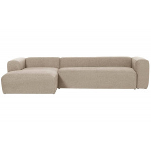 Kave Home Kave Home Bank Blok beige, hout, 4-zits, met chaise longue links