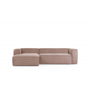 Kave Home Kave Home Bank Blok roze, hout, 3-zits, met chaise longue links