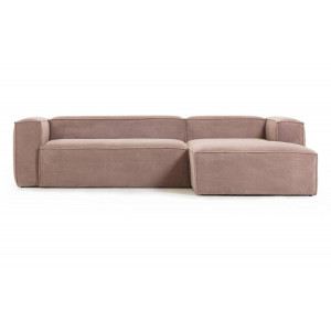 Kave Home Kave Home Bank Blok roze, hout, 3-zits, met chaise longue rechts