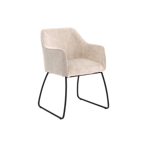 Goossens Eetkamerstoel Lisbet bruin stof met armleuning, elegant chic