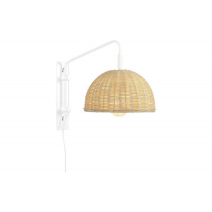 Kave Home Kave Home Damila, Wandlamp damila in metaal wit en rotan met natuurlijke finish