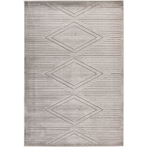 Padiro laagpolig vloerkleed - 160 x 230 cm - Grijs - Modern, Geometrisch patroon - Polypropyleen - vloerverwarming