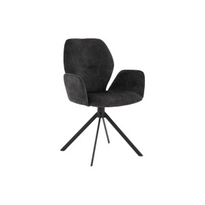 Goossens Eetkamerstoel Hera antraciet velvet stof met armleuning, modern design