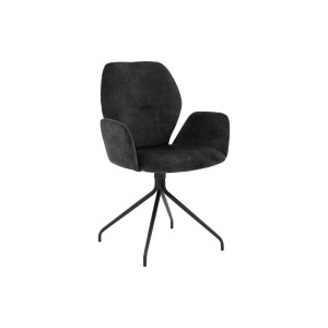 Goossens Eetkamerstoel Hera antraciet velvet stof met armleuning, modern design