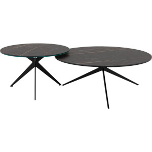 Goossens Excellent Salontafel Cipressen rond, keramiek zwart, modern design, 80 x 36 x 80 cm