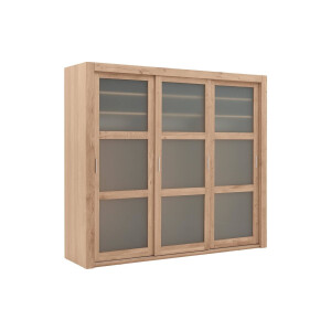 Goossens Excellent Kledingkast Duo, 248 cm breed, 223 cm hoog, 3 x 3 glaspaneel schuifdeuren