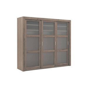 Goossens Excellent Kledingkast Duo, 248 cm breed, 223 cm hoog, 3 x 3 glaspaneel schuifdeuren