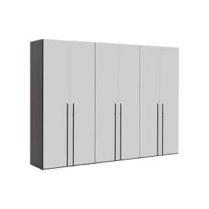 Goossens Kledingkast Easy Storage Ddk, Kledingkast 304 cm breed, 220 cm hoog, 6x glas draaideur