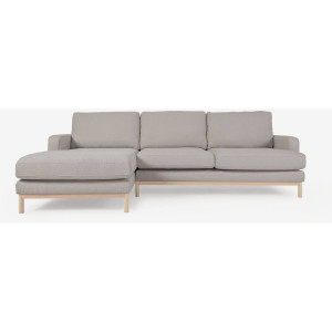 Kave Home Kave Home Bank Mihaela grijs, stof, 3-zits, met chaise longue links