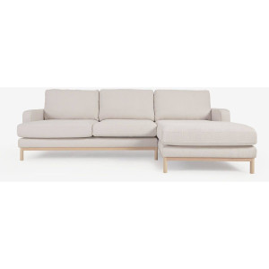 Kave Home Kave Home Bank Mihaela wit, stof, 3-zits, met chaise longue rechts