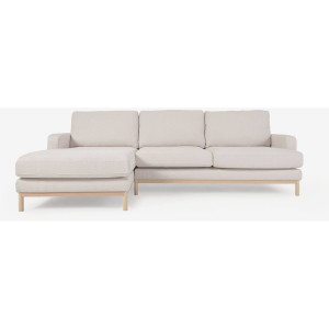 Kave Home Kave Home Bank Mihaela wit, stof, 3-zits, met chaise longue links