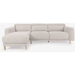 Kave Home Kave Home Bank Singa wit, stof, 3-zits, met chaise longue links