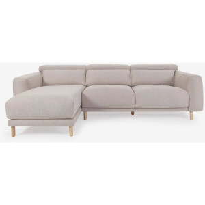 Kave Home Kave Home Bank Singa bruin, stof, 3-zits, met chaise longue links