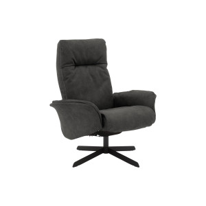 Goossens Relaxfauteuil Disere grijs, micro leer, stijlvol landelijk