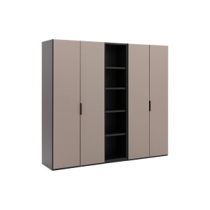 Goossens Excellent Kast Systeem Statement Compleet, 4 draaideuren met 50 cm breed rek element, 250 cm breed 223 cm hoog 61 cm diep