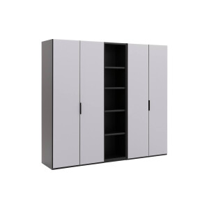 Goossens Excellent Kast Systeem Statement Compleet, 4 draaideuren met 50 cm breed rek element, 250 cm breed 223 cm hoog 61 cm diep