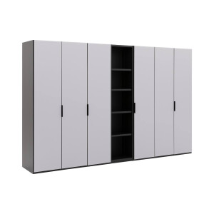 Goossens Excellent Kast Systeem Statement Compleet, 6 draaideuren met 50 cm breed rek element, 350 cm breed 223 cm hoog 61 cm diep