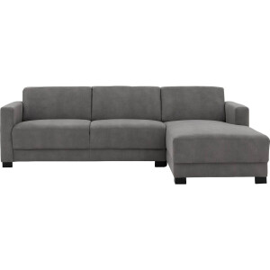 Goossens Bank My Style grijs, microvezel, 2,5-zits, stijlvol landelijk met chaise longue rechts