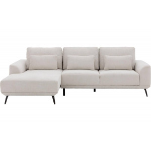 Goossens Excellent Hoekbank Princess wit, stof, 2,5-zits, elegant chic met chaise longue links