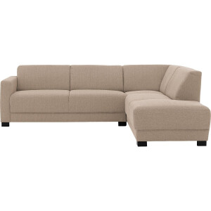 Goossens Bank My Style bruin, stof, 2,5-zits, stijlvol landelijk met chaise longue rechts