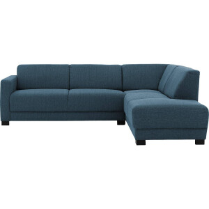 Goossens Bank My Style blauw, stof, 2,5-zits, stijlvol landelijk met chaise longue rechts